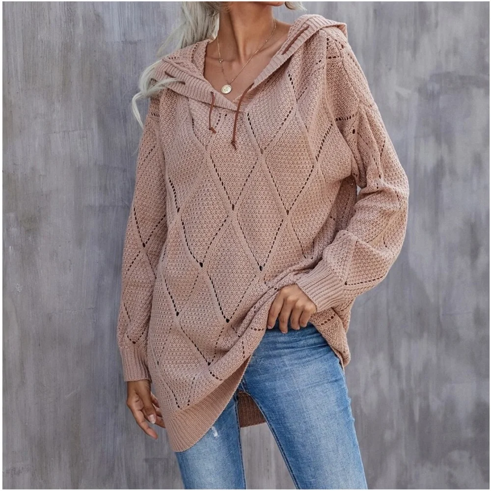 Cozy Long Hoodie Sweater Top - Picture 1 of 5